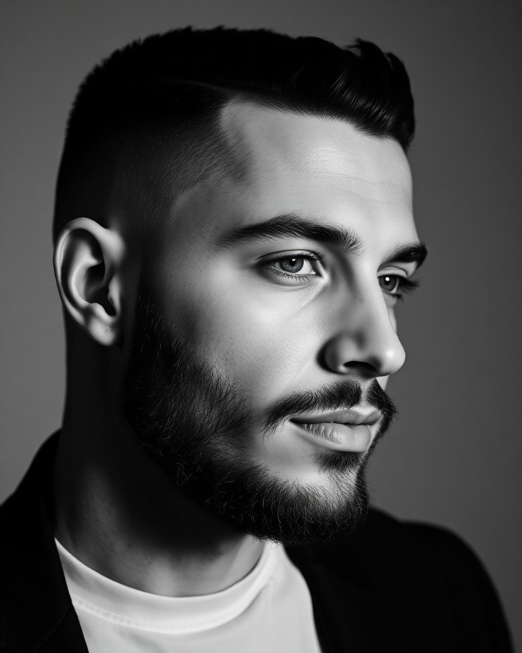Confident man with a sharp modern haircut